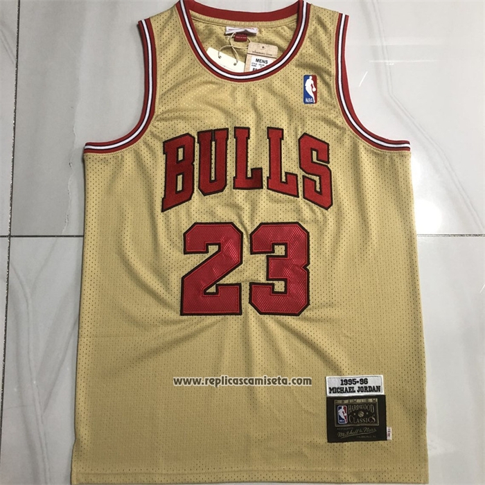 Camiseta Chicago Bulls Michael Jordan NO 23 Mitchell & Ness 1995-96 Oro